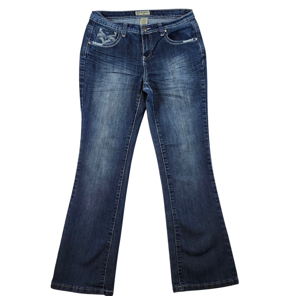 Earl Jean Bootcut Jeans Women 6 Dark Wash Excellent Embroidered Studded Y2K